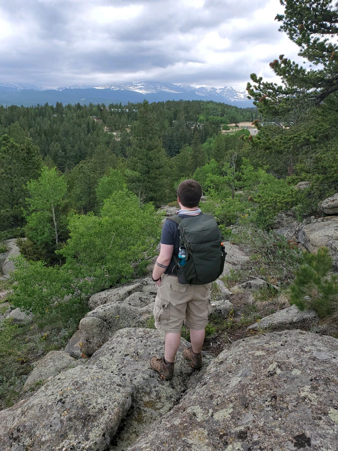 Kyle hiking at the Rocky Mountain Ecodharma Retreat Center